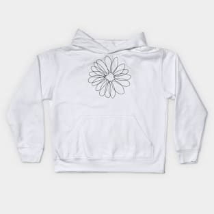 DAISY FLOWER - Daisy One Line Art  - Daisy Single Line Art Kids Hoodie